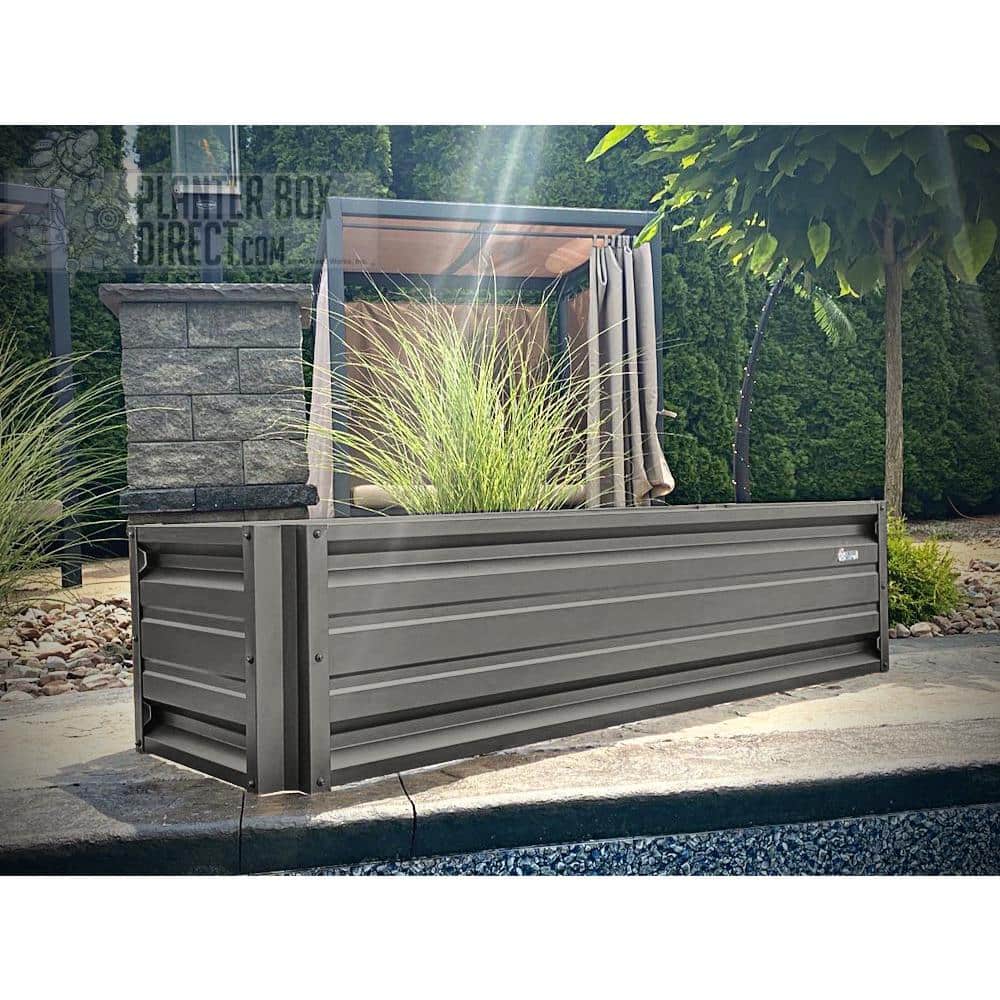 ALL METAL WORKS 24 inch by 72 inch Rectangle Burnished Slate Metal Planter Box PTTM2X6X18-BURNISHEDSLATE
