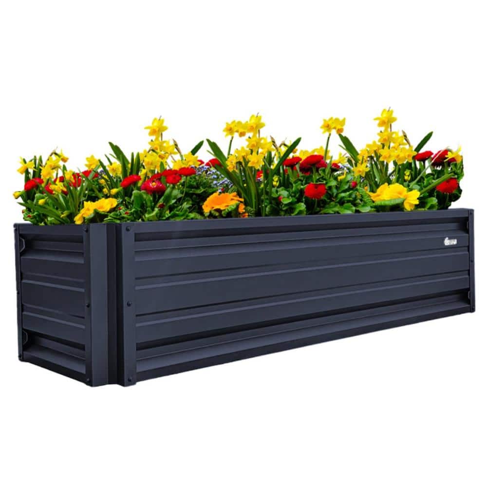ALL METAL WORKS 24 inch by 72 inch Rectangle Sunset Blue Metal Planter Box PTTM2X6X18-SUNSETBLUE