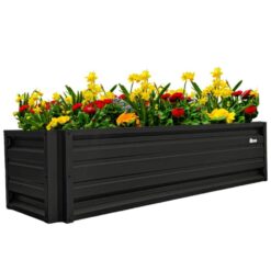 ALL METAL WORKS 24 inch by 72 inch Rectangle Stealth Black Metal Planter Box PTTM2X6X18-STEALTHBLACK