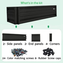 ALL METAL WORKS 24 inch by 72 inch Rectangle Stealth Black Metal Planter Box PTTM2X6X18-STEALTHBLACK