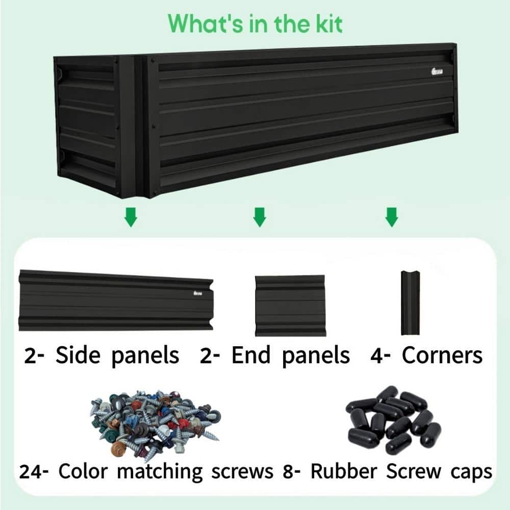 ALL METAL WORKS 24 inch by 72 inch Rectangle Stealth Black Metal Planter Box PTTM2X6X18-STEALTHBLACK
