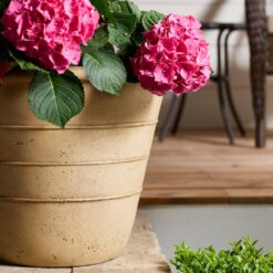 Vigoro Sorrento Washd Sand Cast Stone Triple Band L 18in. L x 18 in. W x 14 in. H Beige Stone Decorative Pots (Pack of 4)