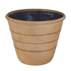 Vigoro Sorrento Washd Sand Cast Stone Triple Band L 18in. L x 18 in. W x 14 in. H Beige Stone Decorative Pots (Pack of 4)