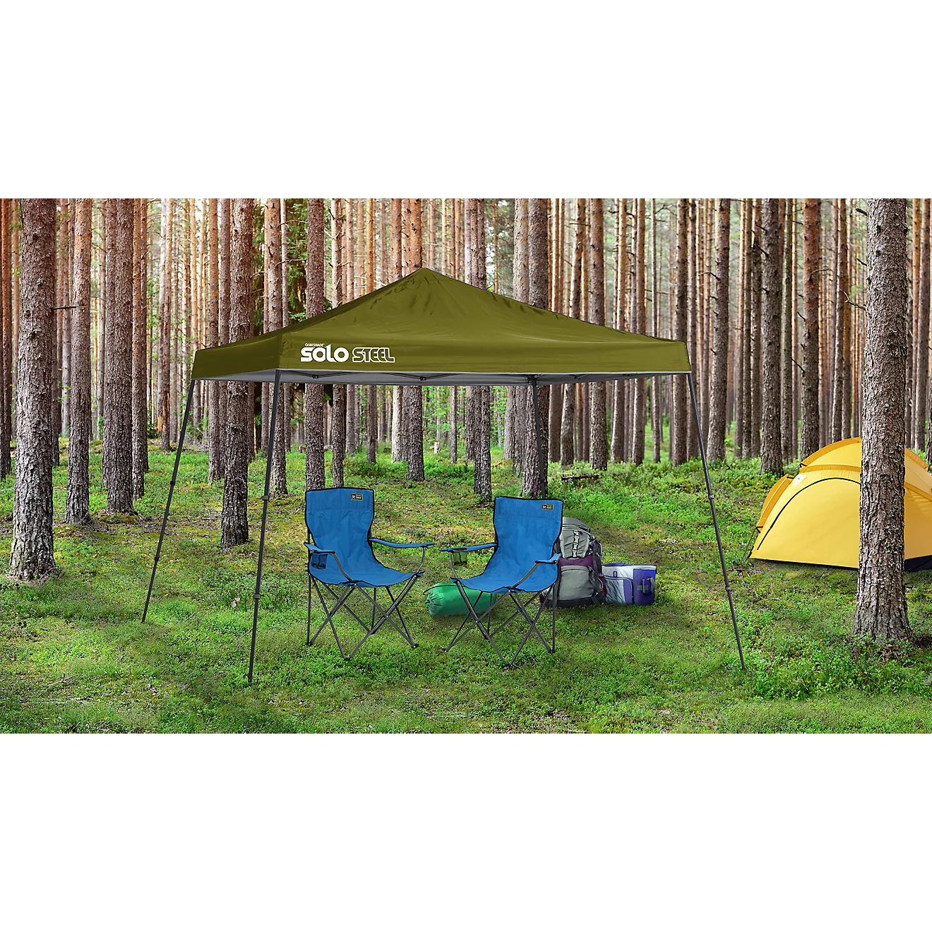ShelterLogic Solo90 11 ft x 11 ft Slant-Leg Pop-Up Canopy, Green Dark 01