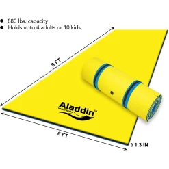 Aladdin 9ft x 6ft Floating Water Mat, Blue / Yellow