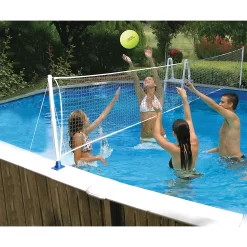 Poolmaster Above-Ground Mounted Poolside Badminton/Volleyball Game Combo