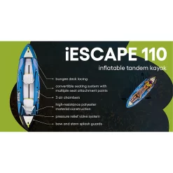 Pelican iESCAPE 110 11 ft Convertible Inflatable Sit-On-Top Tandem Kayak