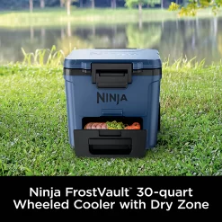Ninja FrostVault 30qt Wheeled Cooler with Cold Dry Zone, Blue
