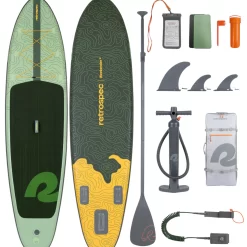Retrospec Weekender Inflatable Stand Up Paddle Board Includes Paddle, Pump, and Accessories 10’6” Lightweight iSUP, Spruce