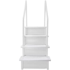 Aqua Select Anti-Slip in-Pool Steps, White, for Above Ground Swimming Pools, Can Mount to Decks 48