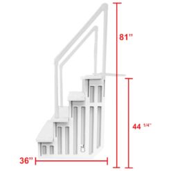 Aqua Select Anti-Slip in-Pool Steps, White, for Above Ground Swimming Pools, Can Mount to Decks 48