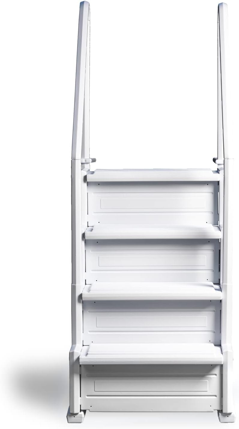 Poolzilla Premium Pool Step Ladder for Above Ground Pools - Deck Mounted Ladder w/Double Handrails