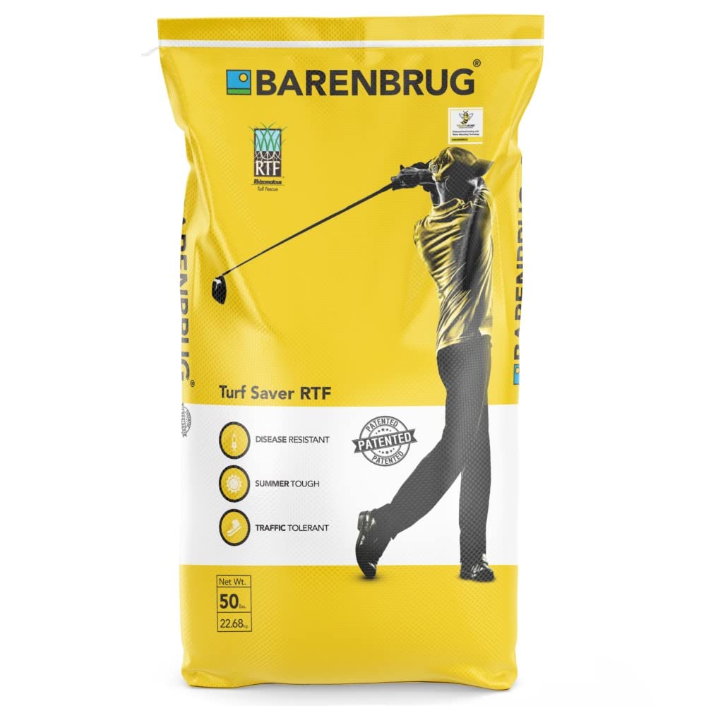 Barenbrug Turf Saver RTF Grass Seed w/Yellow Jacket Coating- Less Water Self-Repairing Tall Fescue Turf (50 LB Bag)