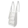 Vinyl Works 24 Inch in Pool Step Ladder, Adjustable Stair Entry System with Handrails and Non-Slip Surface, White