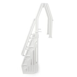Vinyl Works 24 Inch in Pool Step Ladder, Adjustable Stair Entry System with Handrails and Non-Slip Surface, White