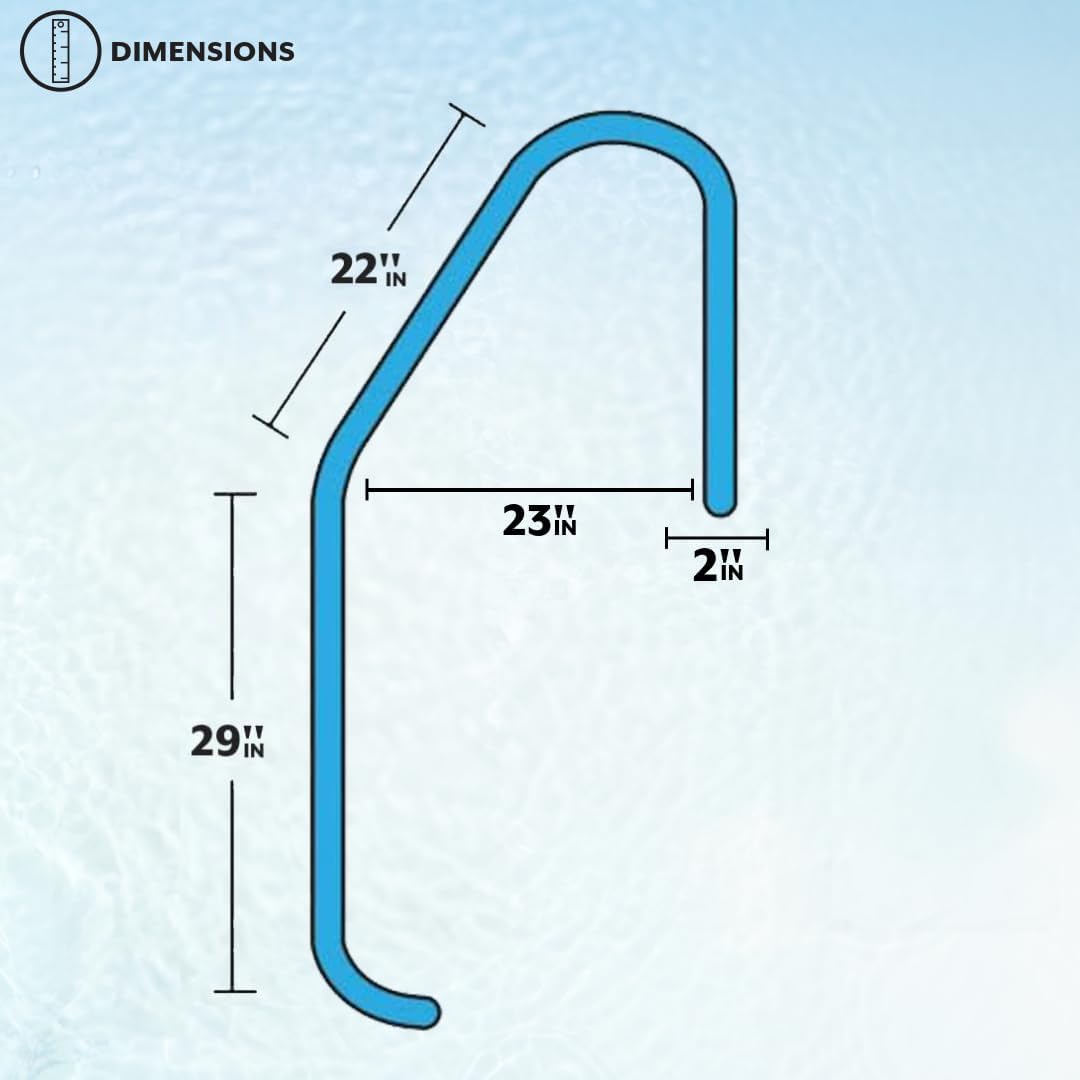 Poolzilla Three Tread Stainless Steel Pool Ladder Entry and Exit System for In-Ground Salt Water Swimming Pools