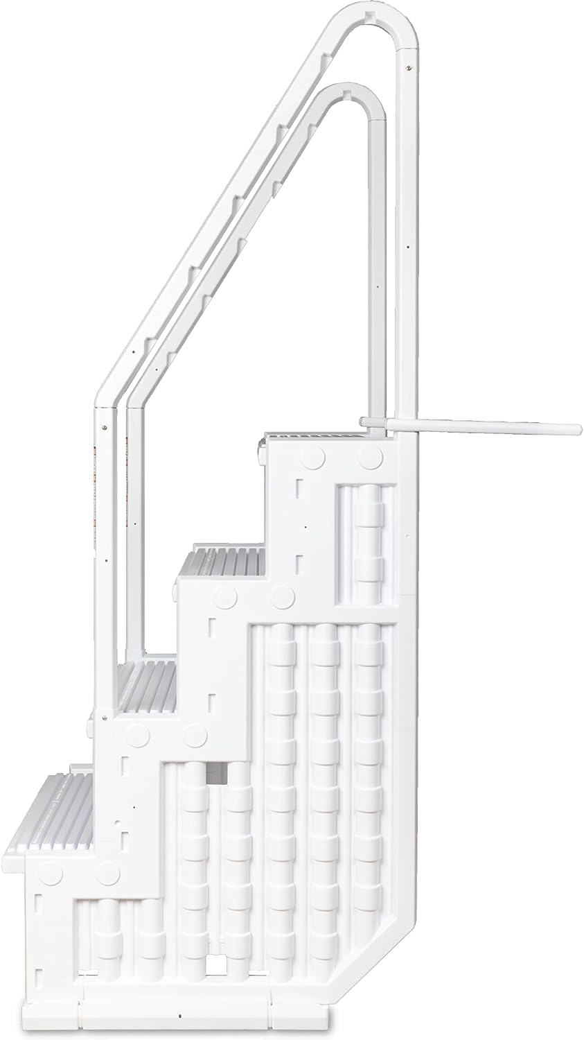 Poolzilla Premium Pool Step Ladder for Above Ground Pools - Deck Mounted Ladder w/Double Handrails