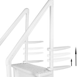 Aqua Select Anti-Slip in-Pool Steps, White, for Above Ground Swimming Pools, Can Mount to Decks 48