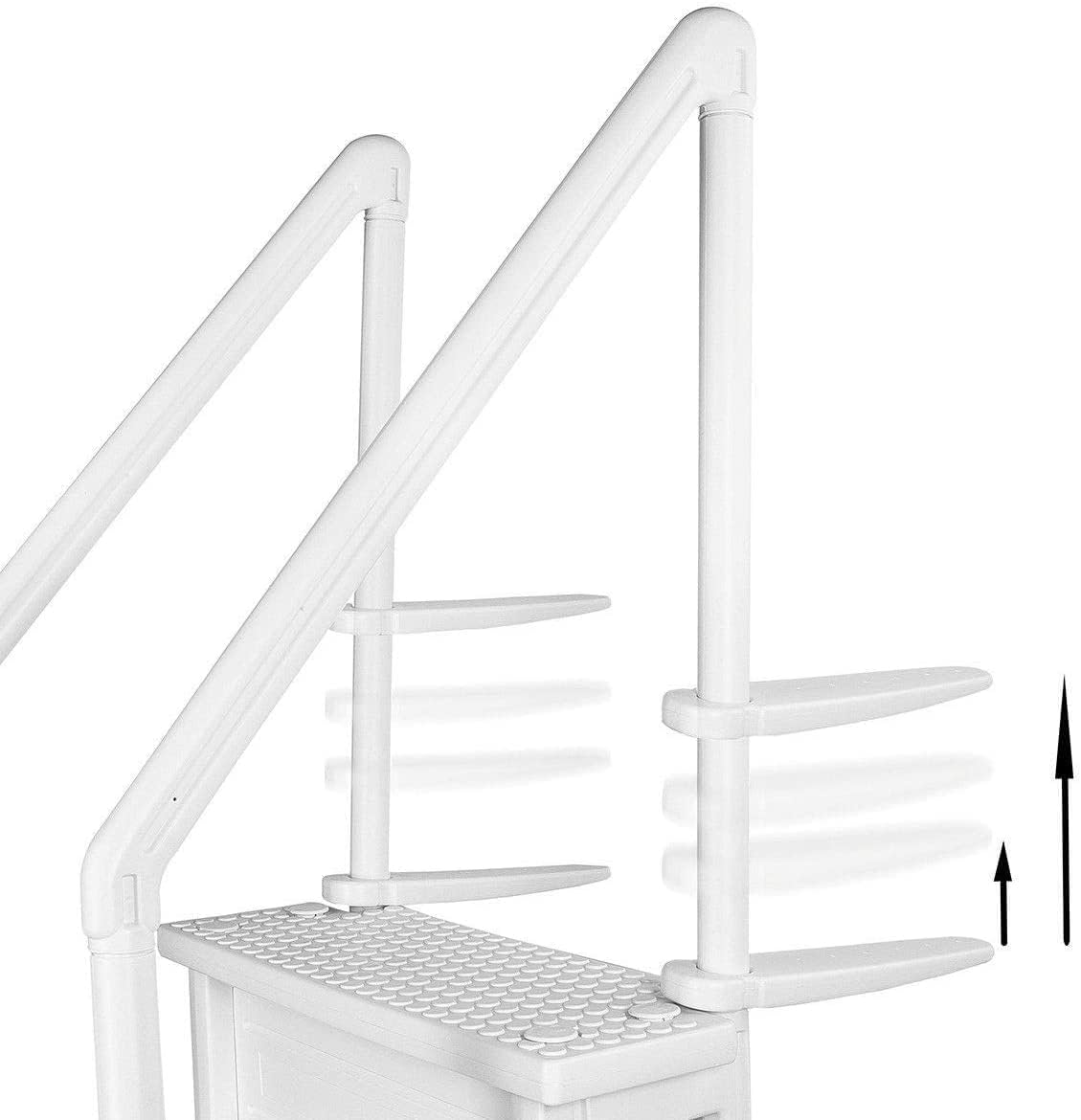 Aqua Select Anti-Slip in-Pool Steps, White, for Above Ground Swimming Pools, Can Mount to Decks 48" to 54" H