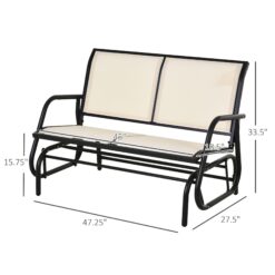 Outsunny 2-Person Outdoor Glider Bench, Patio Double Swing Rocking Chair Loveseat w/Powder Coated Steel Frame, Beige
