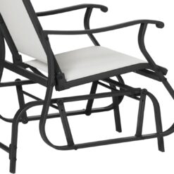 Outsunny 3-Piece Outdoor Gliders Set Bistro Set with Steel Frame, Tempered Glass Top Table for Patio, Garden, Backyard, Lawn, Cream White