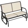 Outsunny 2-Person Outdoor Glider Bench, Patio Double Swing Rocking Chair Loveseat w/Powder Coated Steel Frame, Beige