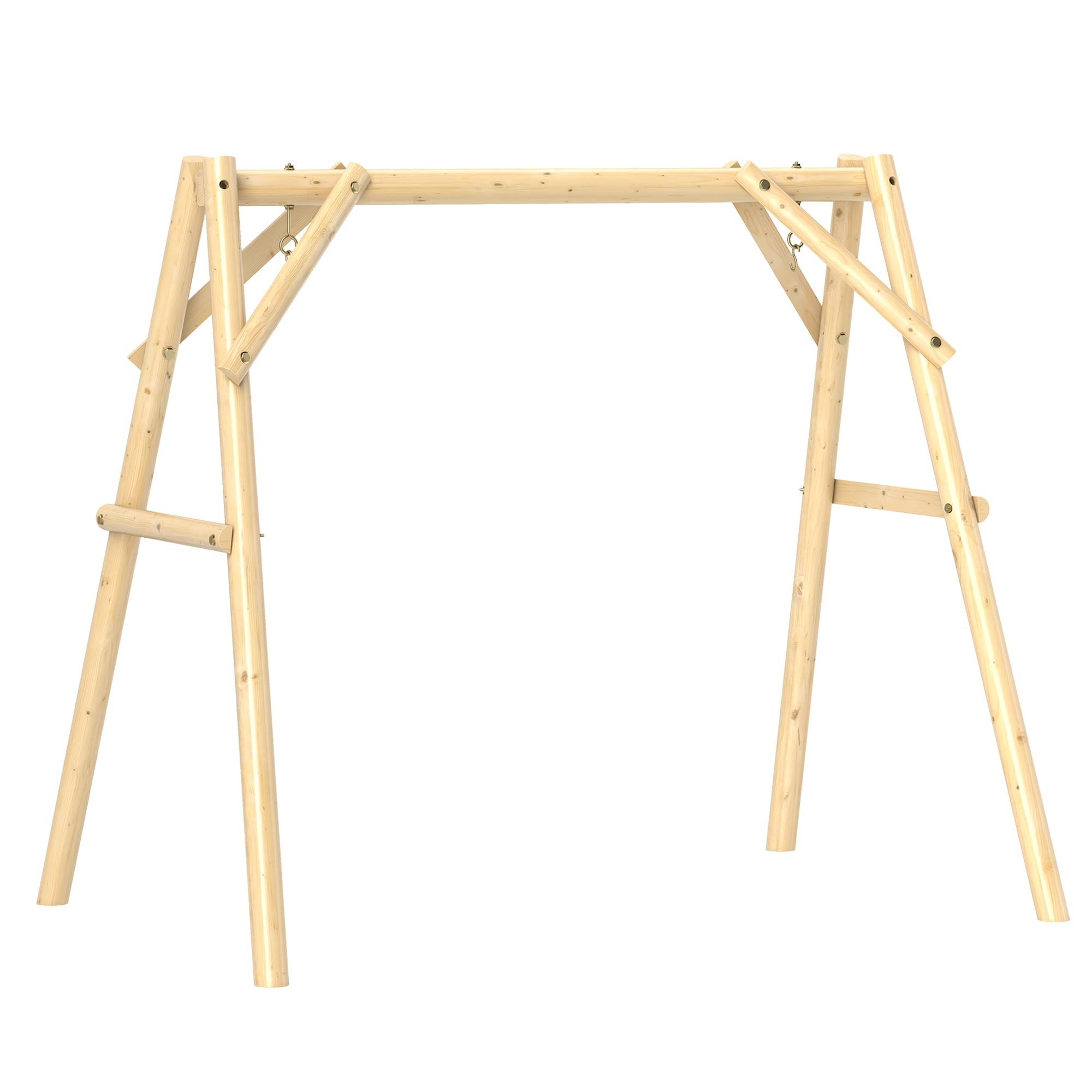 Outsunny 660 lbs Porch Swing Frame, Heavy Duty A-Frame Wooden Swing Stand for DIY Painting, Freestanding Hanging Chair Stand Only