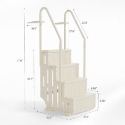 VINGLI Pool Ladder Heavy-Duty Safety Step for Above Ground Pools Stair Entry System with Handrails, White and Grey (White, 4 Steps)