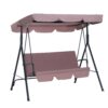 Outsunny 3-Seat Outdoor Patio Swing Chair with Removable Cushion, Steel Frame Stand and Adjustable Tilt Canopy for Patio, Brown