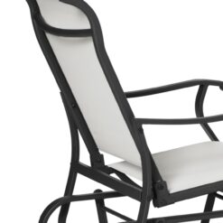 Outsunny 3-Piece Outdoor Gliders Set Bistro Set with Steel Frame, Tempered Glass Top Table for Patio, Garden, Backyard, Lawn, Cream White