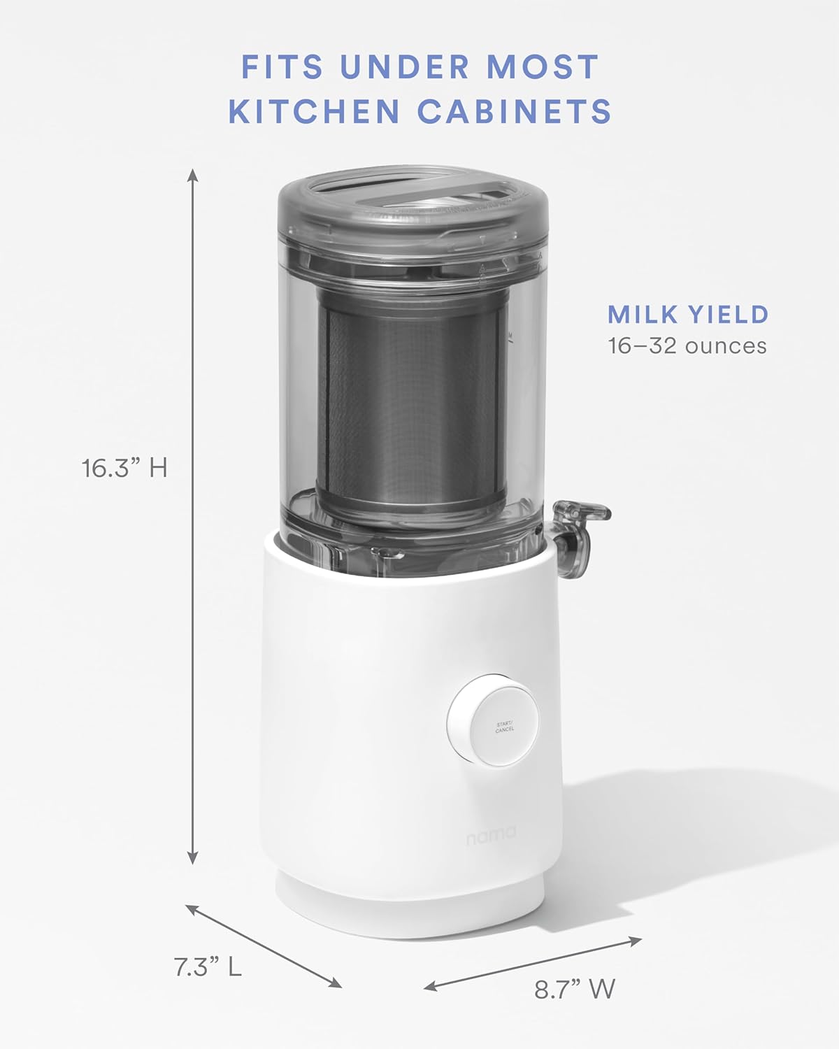 Nama M1 Plant Milk Maker – Homemade Oat, Seed, & Nut Milk Maker Machine – Blends & Strains in One Container – White
