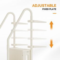 VINGLI Pool Ladder Heavy-Duty Safety Step for Above Ground Pools Stair Entry System with Handrails, White and Grey (White, 4 Steps)