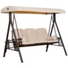 Outsunny 3-Seat Patio Swing Chair, Outdoor Porch Swing Glider with Adjustable Canopy, Removable Cushion