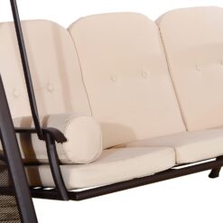 Outsunny 3-Seat Patio Swing Chair, Outdoor Porch Swing Glider with Adjustable Canopy, Removable Cushion