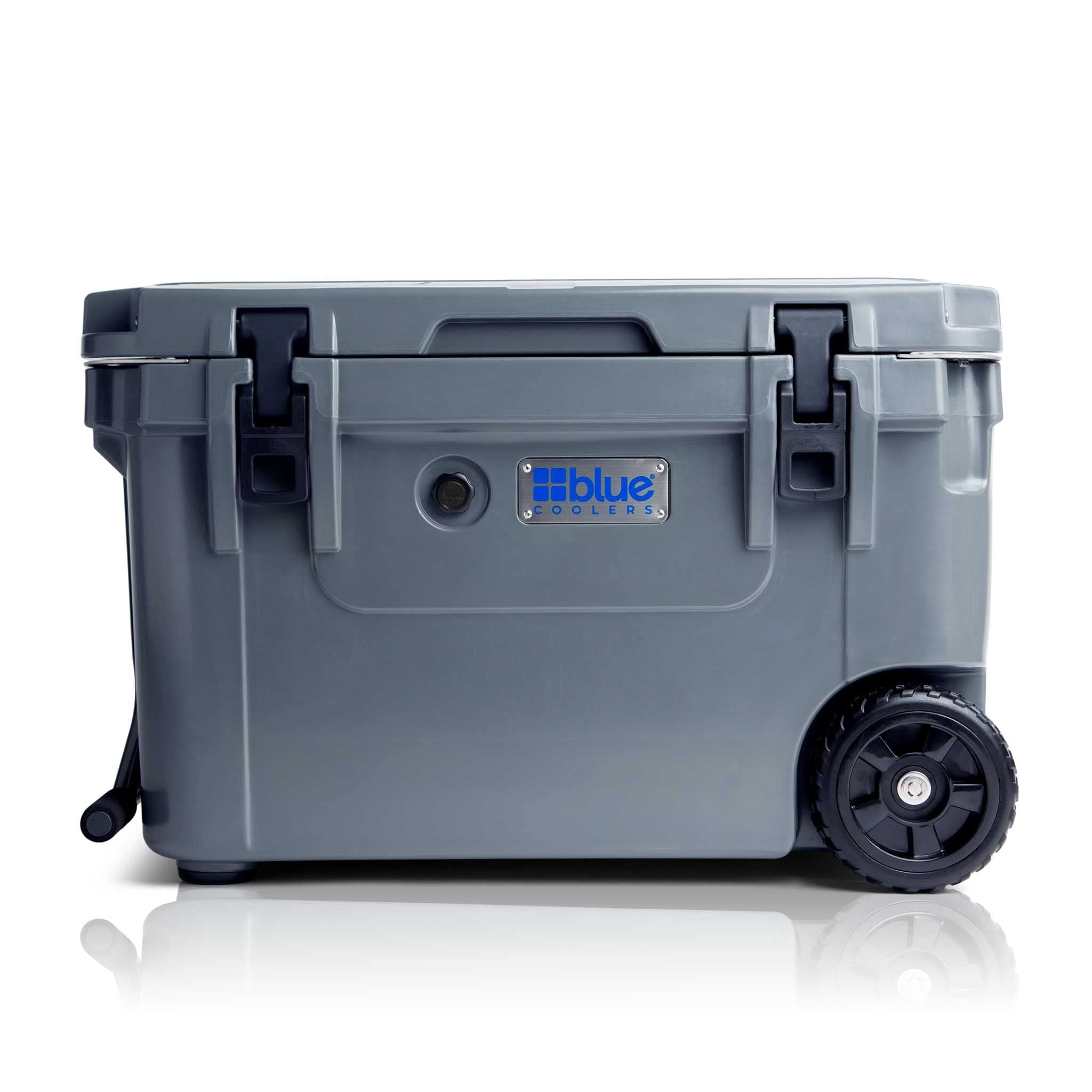 Blue Coolers Ice Vault – 60 Quart Roto-Molded Ice Cooler, Charcoal Gray with Wheels