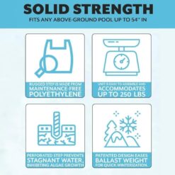 Poolzilla Pool Step Ladder for Above Ground Pools - A-Frame Flip Up Ladder w/Non Skid Platform - for 48’’ to 54’’ in. Above Ground Pools