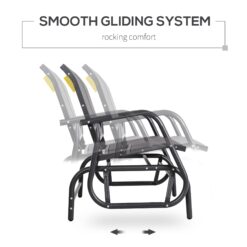 Outsunny 2-Person Outdoor Glider Bench, Patio Double Swing Rocking Chair Loveseat w/Powder Coated Steel Frame, Gray