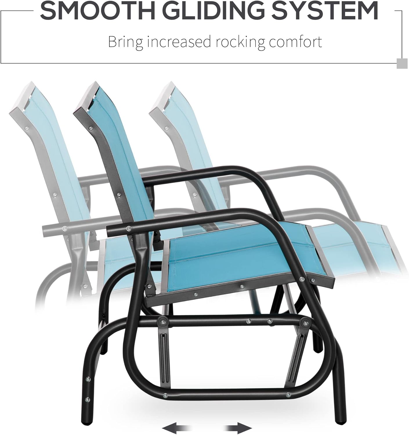 Outsunny 2-Person Outdoor Glider Bench, Patio Double Swing Rocking Chair Loveseat w/Powder Coated Steel Frame, Blue