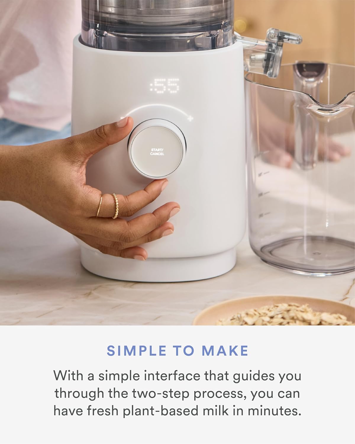 Nama M1 Plant Milk Maker – Homemade Oat, Seed, & Nut Milk Maker Machine – Blends & Strains in One Container – White