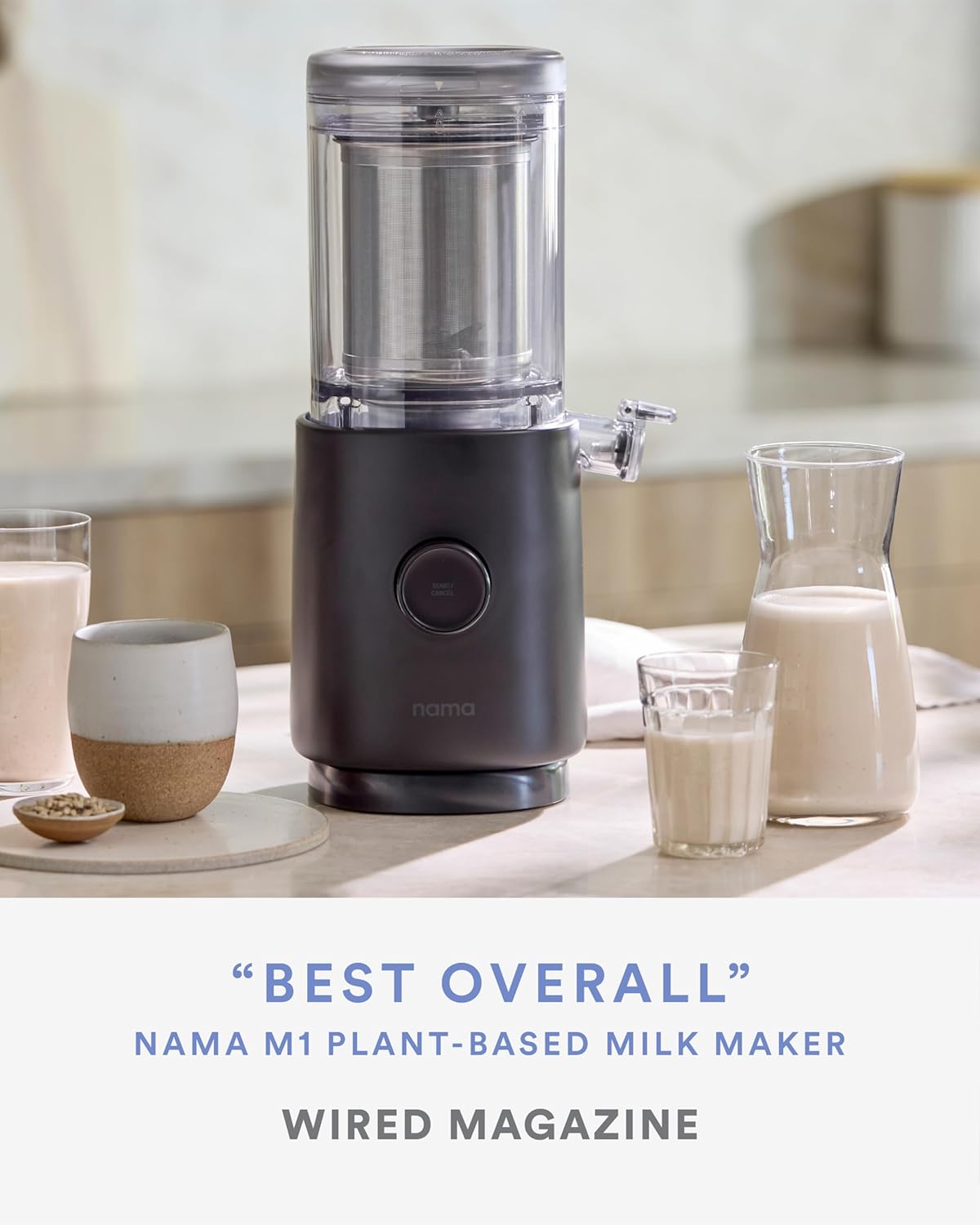Nama M1 Plant Milk Maker – Homemade Oat, Seed, & Nut Milk Maker Machine – Blends & Strains in One Container – Black