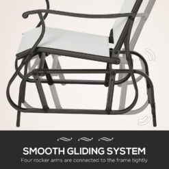 Outsunny 3-Piece Outdoor Gliders Set Bistro Set with Steel Frame, Tempered Glass Top Table for Patio, Garden, Backyard, Lawn, Cream White