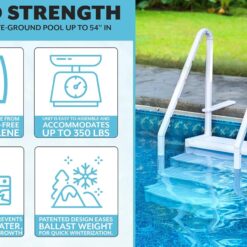 Poolzilla Premium Pool Step Ladder for Above Ground Pools - Deck Mounted Ladder w/Double Handrails