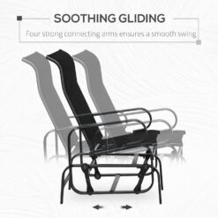 Outsunny Outdoor Glider Chair, Gliders for Outside Patio with Smooth Rocking Mechanism and Lightweight Construction, Black