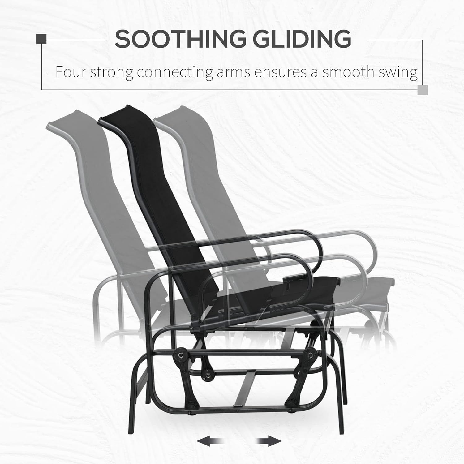 Outsunny Outdoor Glider Chair, Gliders for Outside Patio with Smooth Rocking Mechanism and Lightweight Construction, Black