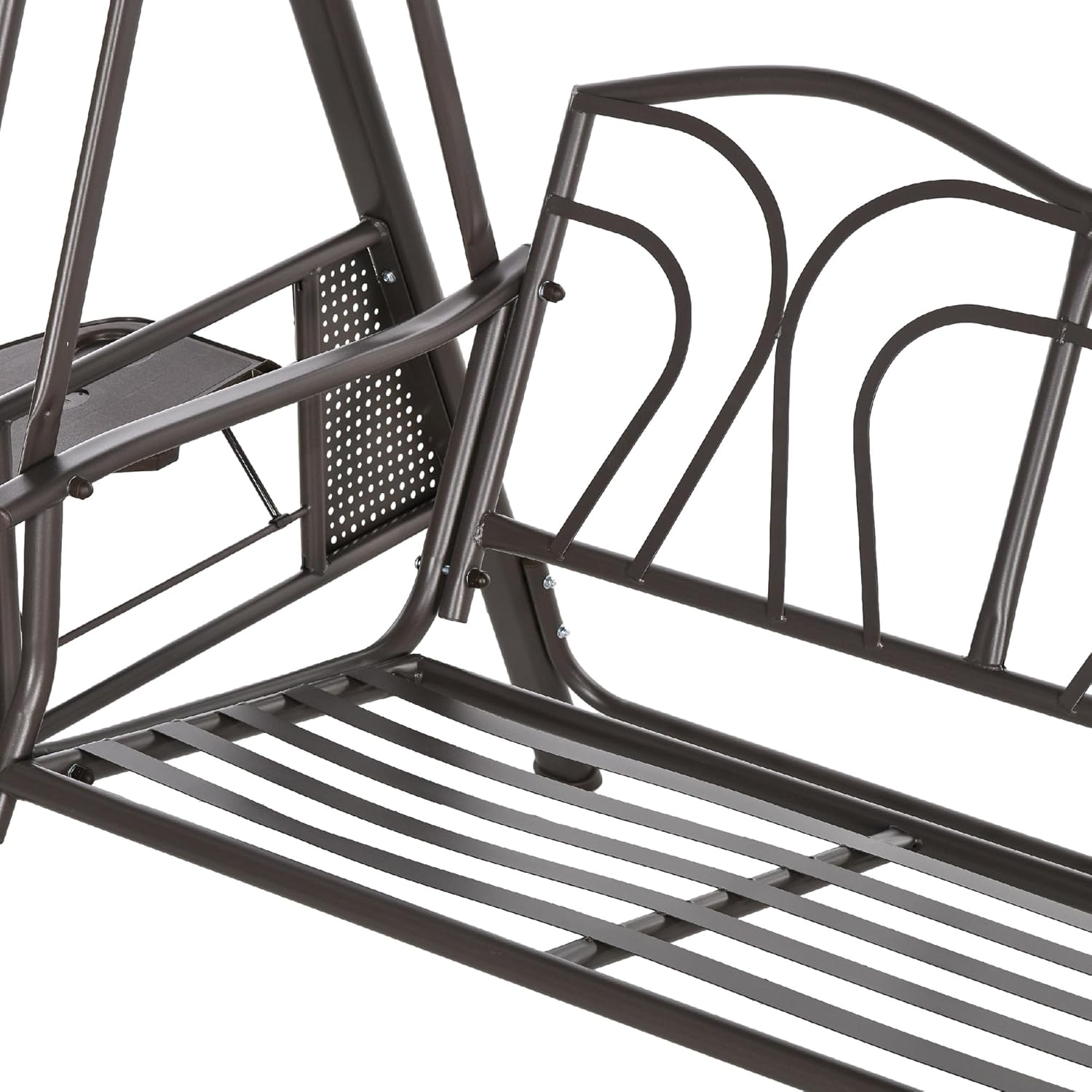 Outsunny 3-Seat Patio Swing Chair, Outdoor Porch Swing Glider with Adjustable Canopy, Removable Cushion, Dark Blue