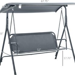 Outsunny 3-Person Porch Swing with Stand, Outdoor Swing for Patio Porch, Gray