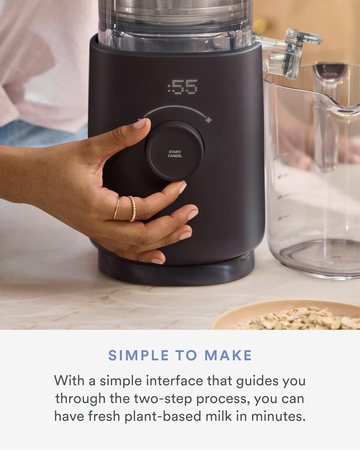Nama M1 Plant Milk Maker – Homemade Oat, Seed, & Nut Milk Maker Machine – Blends & Strains in One Container – Black