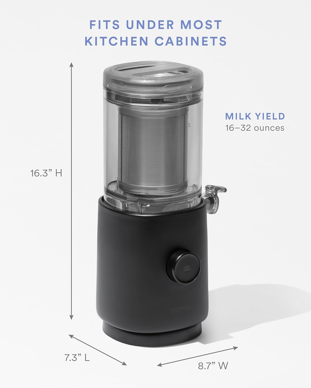 Nama M1 Plant Milk Maker – Homemade Oat, Seed, & Nut Milk Maker Machine – Blends & Strains in One Container – Black