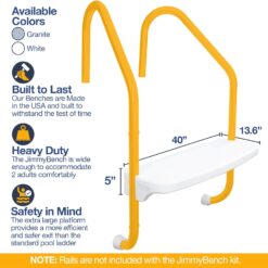 The Jimmy Bench for Inground Pool Ladders (Rails NOT Included/Bench & Hardware Only), White