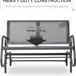Outsunny 2-Person Outdoor Glider Bench, Patio Double Swing Rocking Chair Loveseat w/Powder Coated Steel Frame, Gray